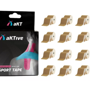 KINESIO BANDAGEM ADESIVA – AKTIVE TAPE BEIGE 5 M X 5 CM KIT 12 UNIDADES