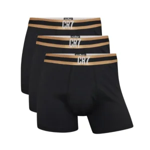 Boxer CR7 Underwear Pack3 Preto com Dourado
