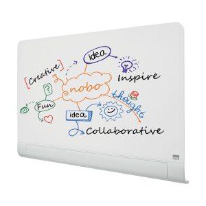 Quadro de vidro para escrita, branco, magnético, com cantos redondos Nobo Impression Pro